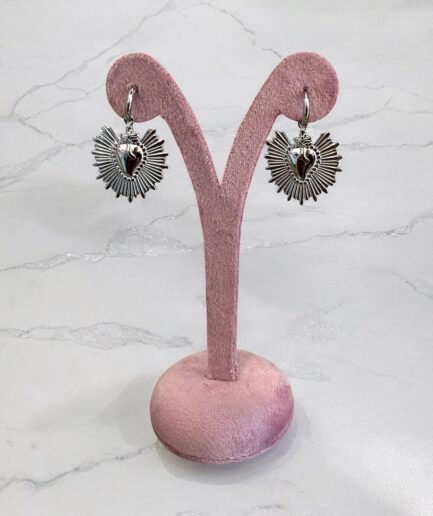 ORECCHINI CERCHIO + CUORE SACRO ARGENTO
