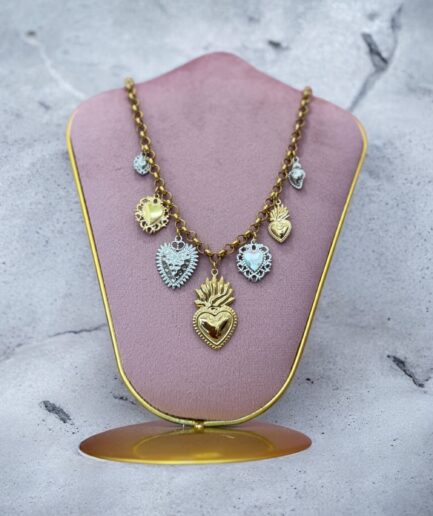 COLLANA  7 CUORE SACRO BICOLORE