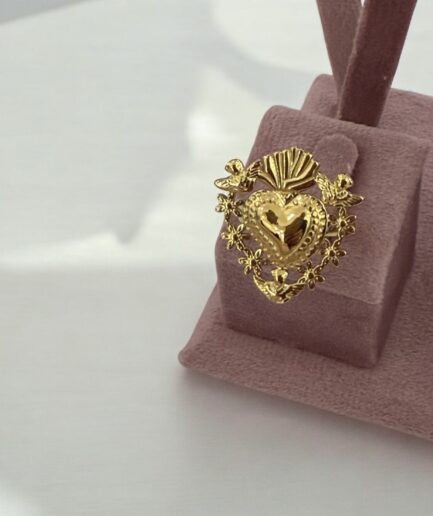 ANELLO CUORE SACRO LAVORATO GRANDE