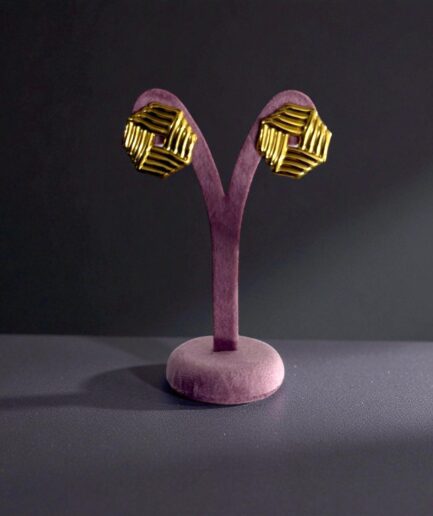 ORECCHINI RETRO RIGATI ORO