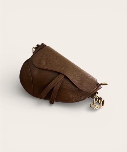 BORSA IN PELLE CON PATTA MARRONE