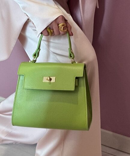 BORSA CON MANICO E TRACOLLA VERDE MELA