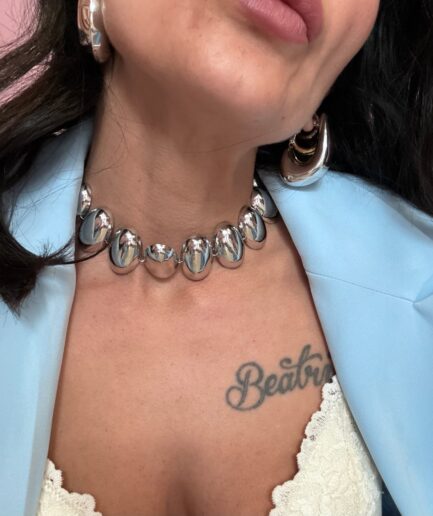 COLLANA CHOKER MAGLIE OVALI ARGENTO