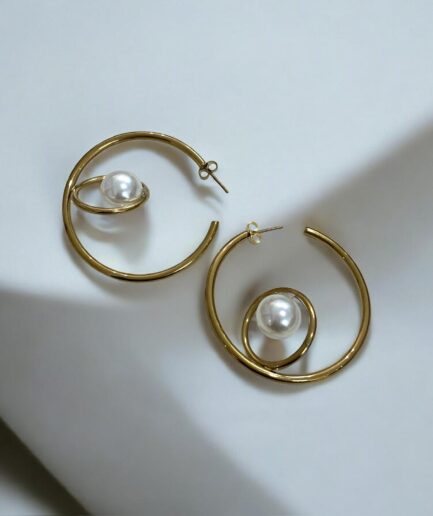 ORECCHINI CERCHIO SOTTILE CON PERLA ORO
