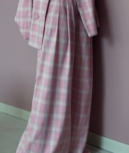 PANTALONE PALAZZO QUADRI ROSA EC13653