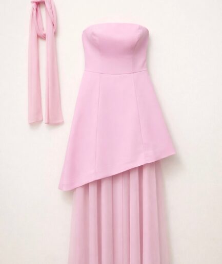 SET ABITO MINI E GONNA IN TULLE ROSA Y0096