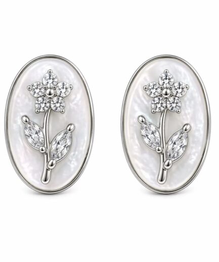 ORECCHINI LOBO FIORE MADREPERLA ARGENTO