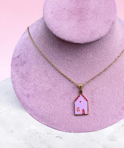 COLLANA CIONDOLO CASETTA ROSA/ROSSO