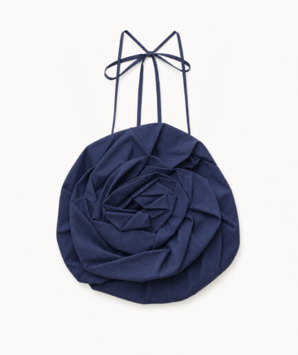 TOP MOTIVO ROSA IN COTONE BLU LUMINA LC260389