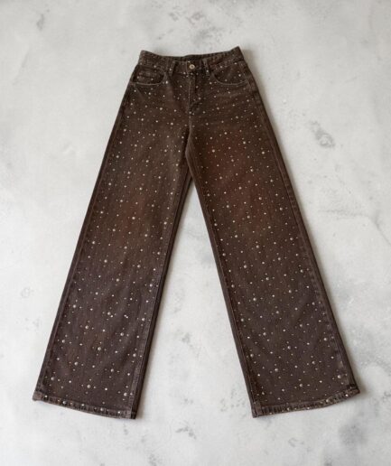 JEANS MARRONE BORCHIE E STRASS H5372