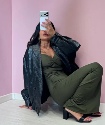 ABITO LUNGO CON COPPE VERDE MILITARE 25667