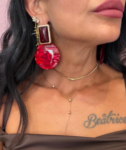 ORECCHINI PENDENTI PIETRA BORDEAUX