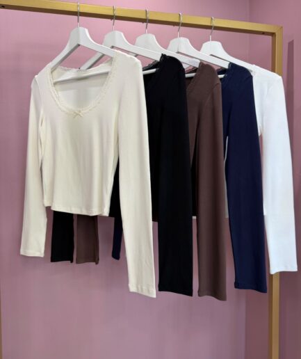 MAGLIA SCOLLO TONDO E PIZZO Z9921