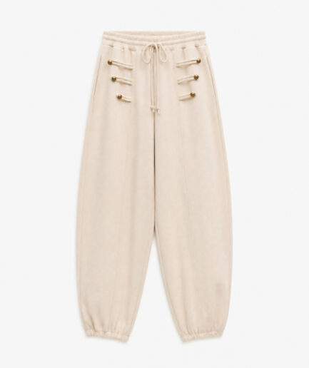 JOGGERS FELPATO CON ALAMARI LUMINA LD6033 CREMA