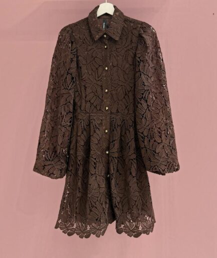 ABITO PIZZO MACRAME' CORTO MARRONE 61319