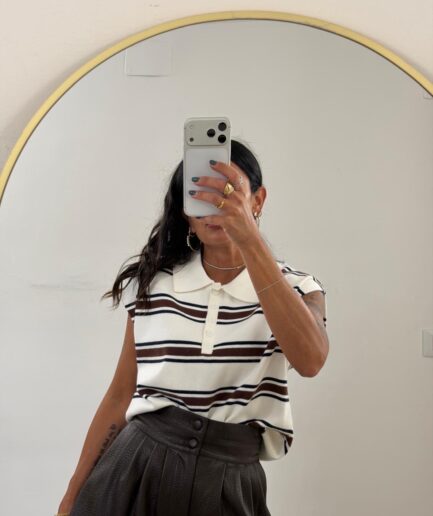 POLO SMANICATA IN MAGLIA A RIGHE 16696