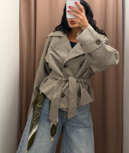 TRENCH CORTO IN CHECK Q072