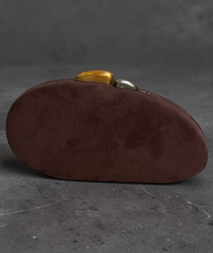 CLUTCH IN SUEDE MARRONE