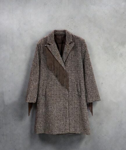 CAPPOTTO PIED-DE-POULE E FRANGE A20474