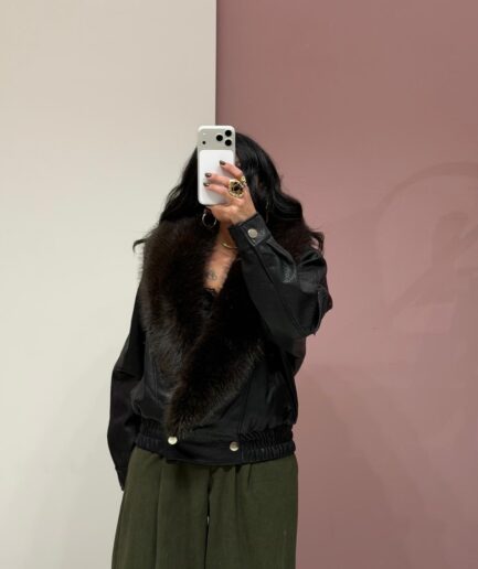 BOMBER ECOPELLE SCOLLO IN PELLICCIA 2916