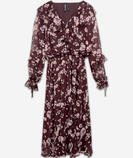 ABITO LUNGO BORDEAUX FLOREALE 61397
