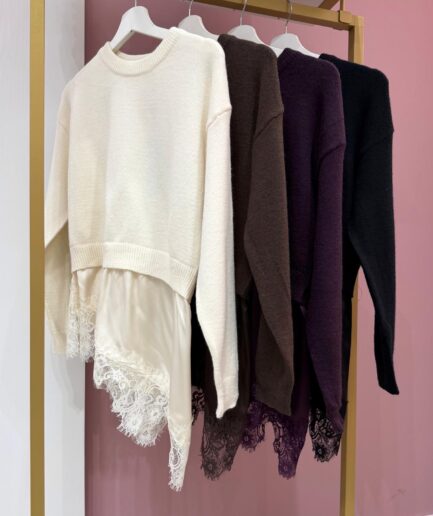 MAGLIA CON INSERTO IN RASO E PIZZO 12536
